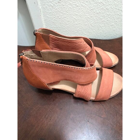 Miz Mooz Women's Orange Leather Sandals Back Zipper & Studded Details Size 42 US - Picture 3 of 15